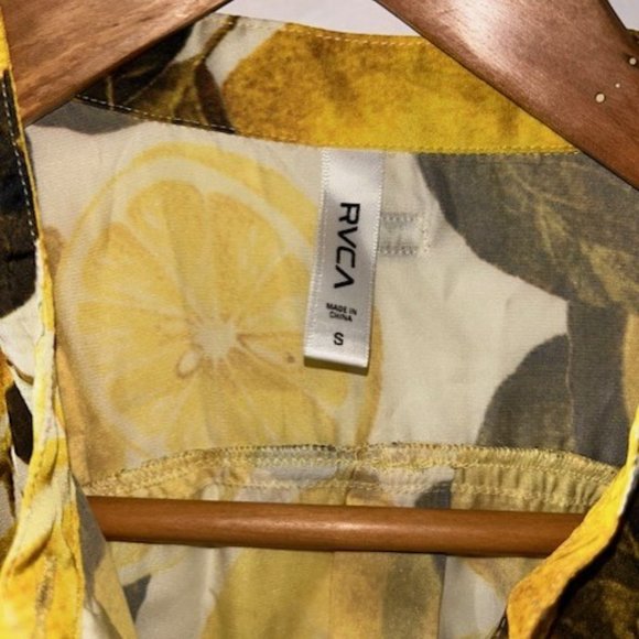 RVCA Shirt Womens S Small Yellow Lemons Polyester Lightweight Long Sleeve Shirt - Picture 4 of 5